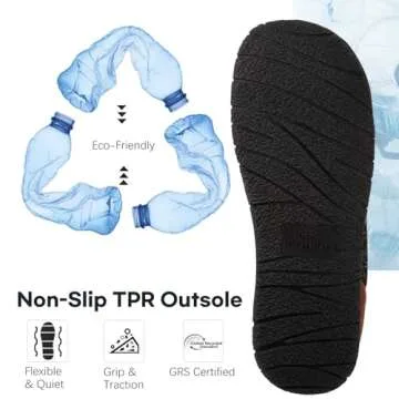 LongBay Men's Fuzzy Sherpa Lined Slippers Warm Memory Foam Non-slip Slippers Slip-on House Shoes for Indoor Outdoor Black 9