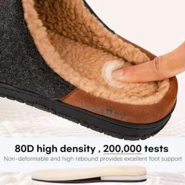 LongBay Men's Fuzzy Sherpa Lined Slippers Warm Memory Foam Non-slip Slippers Slip-on House Shoes for Indoor Outdoor Black 9