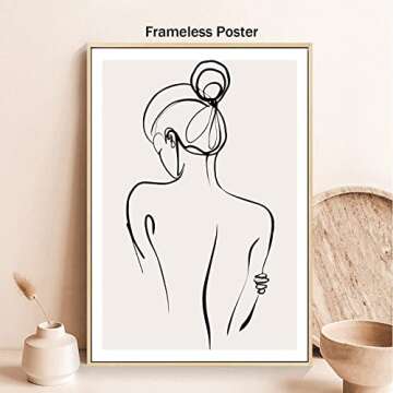 Line Girl Wall Art Canvas Abstract Line Woman Body Silhouette Art Prints Minimalist Painting Woman D...