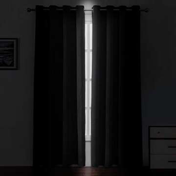 LEMOMO Black Thermal Blackout Curtains/52 x 95 Inch/Set of 2 Panels Room Darkening Curtains for Bedroom