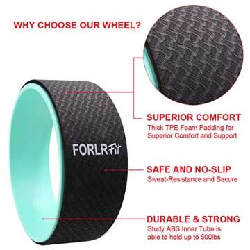 FORLRFIT Yoga Wheel-12.6" x 5" Strong & Comfortable Yoga Prop Wheel for Yoga Poses,Perfect for Stretching,Improving Flexibility and Backbends,Relieve Back Pain