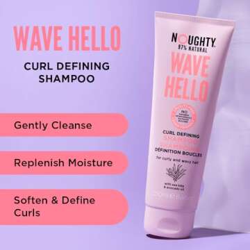 Noughty Wave Hello Curl Defining Shampoo - 97% Natural Formula for Curly Hair, Sulphate-Free, 250ml