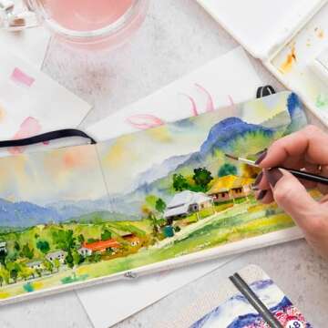 Funto Watercolor Journal, 3.5x5.5, 2 Pack, 48 Pages Each, Cold-Pressed with Inner Pocket, 110lb/230gsm, Suitable for Techniques and Mixed Media