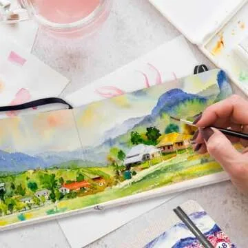 Funto Watercolor Journal, 3.5x5.5, 2 Pack, 48 Pages Each, Cold-Pressed with Inner Pocket, 110lb/230gsm, Suitable for Techniques and Mixed Media