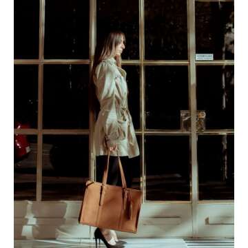 ECOSUSI Laptop Bag For Women 15.6 Inch Work Tote Bags PU Leather Computer Purse For Business Office ...