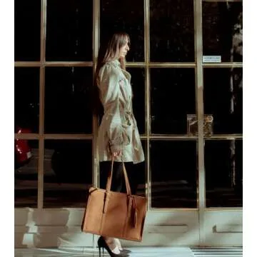 ECOSUSI Laptop Bag For Women 15.6 Inch Work Tote Bags PU Leather Computer Purse For Business Office ...