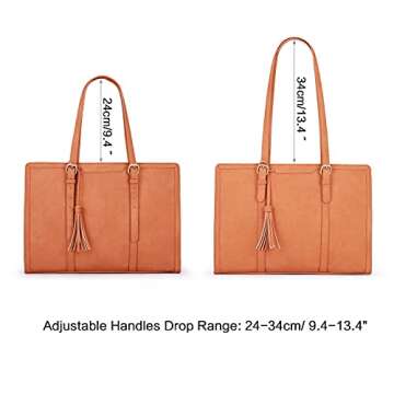 ECOSUSI Laptop Bag For Women 15.6 Inch Work Tote Bags PU Leather Computer Purse For Business Office With 3 Layer Compartments