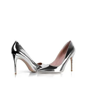 Elisabet Tang High Heels, Women Pumps Shoes 3.94 inch/10cm Pointed Toe Stiletto Sexy Prom Club Heels Silver 7