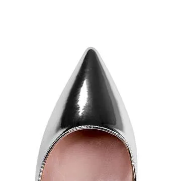 Elisabet Tang High Heels, Women Pumps Shoes 3.94 inch/10cm Pointed Toe Stiletto Sexy Prom Club Heels Silver 7
