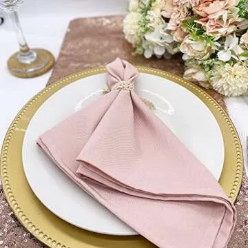Elegant Blush Cloth Napkins Set, Washable & Stain Resistant