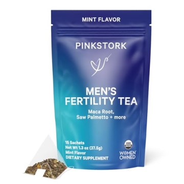 Blue Stork Men's Fertility Tea: Organic Fertility Supplements for Men, Green Tea, Maca Root, and Gin...