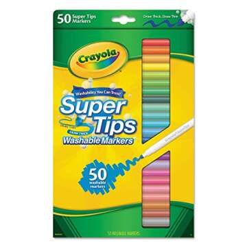 Vibrant Crayola Washable Super Tips Markers Set 50ct