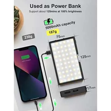 LED Video Light, Moman Camera Light for Photography, Portable 5000mAh Video Recording Lights with Cold Shoe, Mini Light CRI 98+ Dimmable 2500-9000K Video Lighting, On-Camera-LED-Video-Light