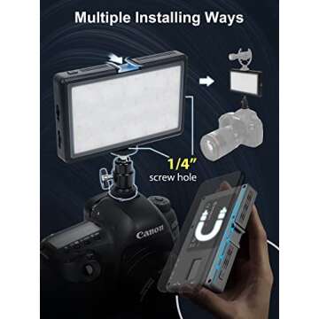 LED Video Light, Moman Camera Light for Photography, Portable 5000mAh Video Recording Lights with Cold Shoe, Mini Light CRI 98+ Dimmable 2500-9000K Video Lighting, On-Camera-LED-Video-Light