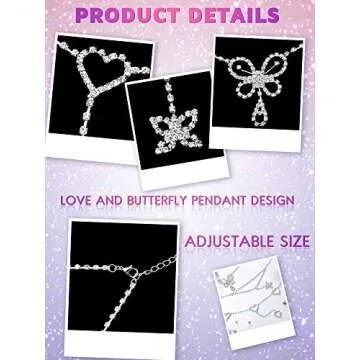 3 Pieces Rhinestone Waist Belly Chains for Women Diamond Heart Butterfly Waist Chain Crystal Jewelry Body Chain Summer Beach Body Accessories for Jewelry Girls