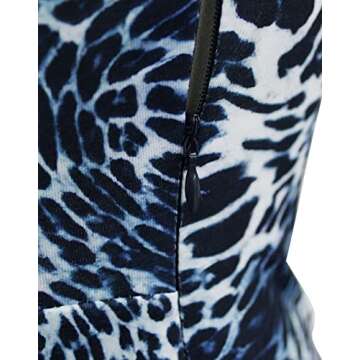 Berydress Women's Cocktail Dresses Party Work Cap Sleeves V-Neck Sheath Blue Leopard Faux Wrap Dresses (L, 6028-Blue Leopard)