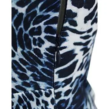 Berydress Women's Cocktail Dresses Party Work Cap Sleeves V-Neck Sheath Blue Leopard Faux Wrap Dresses (L, 6028-Blue Leopard)