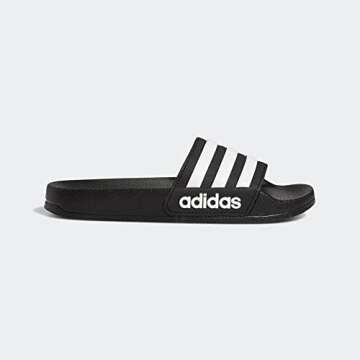 adidas Adilette Shower Slides, Core Black/White/Core Black, 5 US Unisex Big Kid