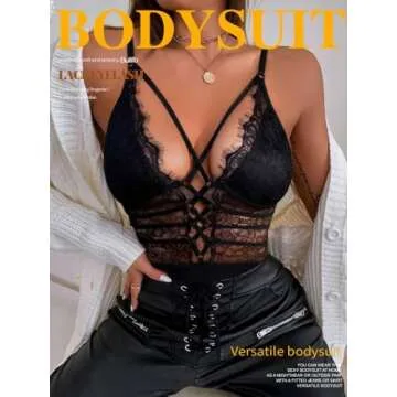 Buitifo Women Sexy Bodysuit Lace Teddy Negligee Black