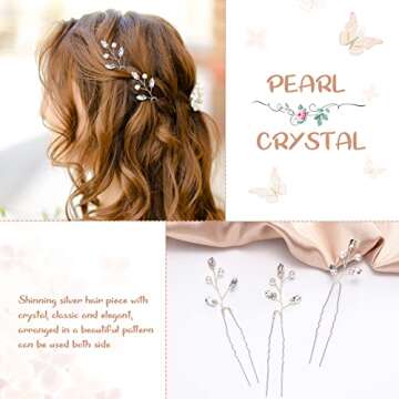 Luinabio 12 Pcs Crystal Bride Hair Pins for Weddings