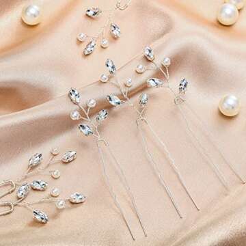 Luinabio 12 Pcs Crystal Bride Hair Pins for Weddings