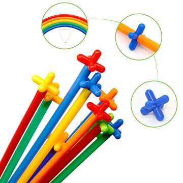 Creative Straw STEM Building Toys 450Pcs Aged for 3-5 5-7 Preschool Kids Constructor Toy Thin Tube T...