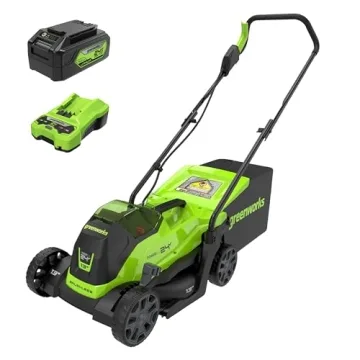 Effortless Lawn Maintenance with the Greenworks 24V Cordless Lawn Mower, Including Battery and Charg...
