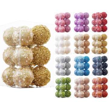 ChrisWish 12CT Christmas Ball Ornaments, Gold Christmas Ball Decorations Shatterproof Plastic Hanging Pearl Balls for Holiday Party(70mm/2.76")