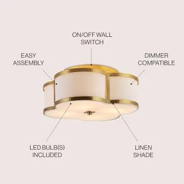 JONATHAN Y JYL9508B Quatrefoil 18" Scalloped Shade Metal Classic Glam LED Flush Mount, Classic, Glam...