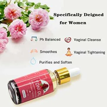 2 Packs Yoni Oil for Women, All Natural Feminine Oil Intimate Deodorant for Women, Ph Balanced and Eliminates Odor, 100% Natural Feminine Serum Made with Rose Essential Oils (1 fl oz/30 ml)