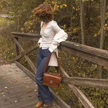 ECOSUSI Fashion PU Leather Satchel Purse Handbag Small College Crossbody Handbag for Women