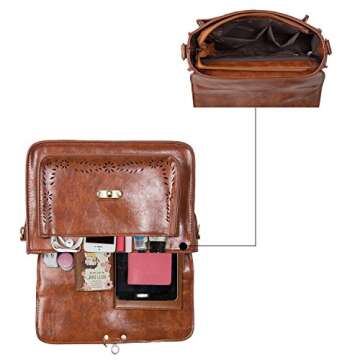 ECOSUSI Fashion PU Leather Satchel Purse Handbag Small College Crossbody Handbag for Women