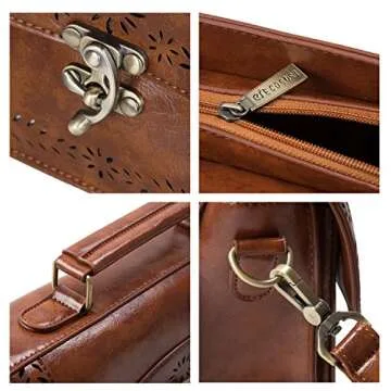 ECOSUSI Fashion PU Leather Satchel Purse Handbag Small College Crossbody Handbag for Women