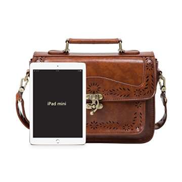 ECOSUSI Fashion PU Leather Satchel Purse Handbag Small College Crossbody Handbag for Women