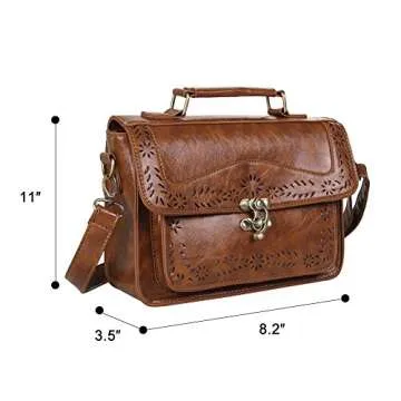 ECOSUSI Fashion PU Leather Satchel Purse Handbag Small College Crossbody Handbag for Women