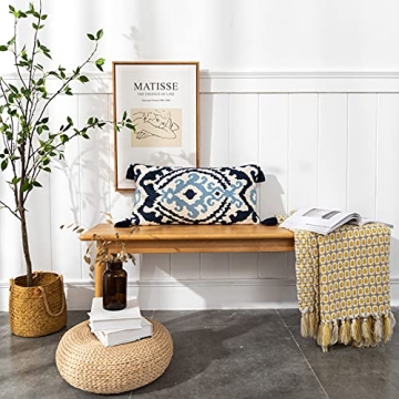 Yurico Cotton Linen Vintage Pillow Cover with Tassels