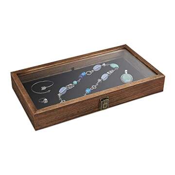 MOOCA Wooden Jewelry Display Case with Glass Lid