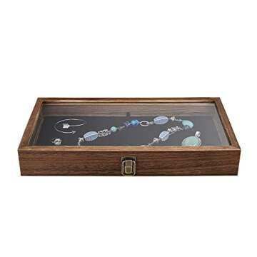 MOOCA Wooden Jewelry Display Case with Glass Lid