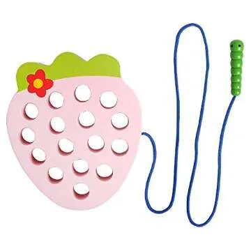 Engaging Skrtuan Wooden Lacing Strawberry Toy for Toddlers