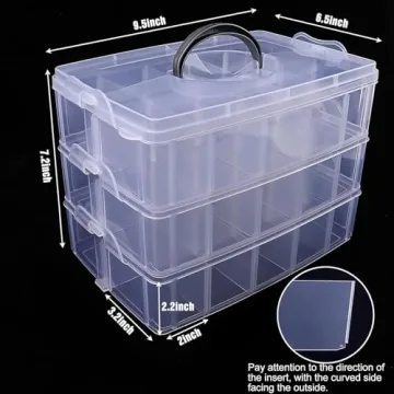 SGHUO 3-Tier Stackable Storage Box for Crafts and More