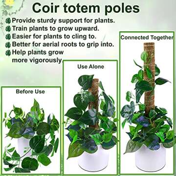 Fabulas Moss Pole 47.5 Inch - Monstera Plant Support, 4 Packs 16 Inch Plant Stakes for Indoor Plants...