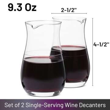 BTaT- Wine decanter, 2 PCS, 9.3 oz, Small Wine Carafe, Small Carafe, Mini Carafe, Glass Wine Carafe,...