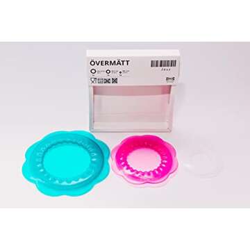 Ikea OVERMATT Silicone Food Lids - Versatile 3-Piece Set in Colorful Designs
