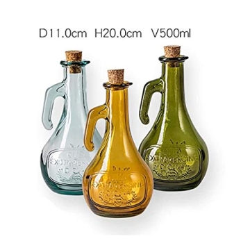 Stylish Green Olive Oil Dispenser with Wooden Stopper