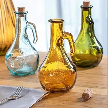 Stylish Green Olive Oil Dispenser with Wooden Stopper