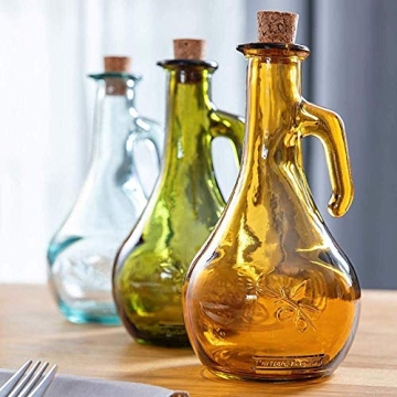 Stylish Green Olive Oil Dispenser with Wooden Stopper