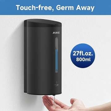 AIKE Automatic Hand Dryer and Soap Dispenser Bundle, Model AK2630 & AK1205 Black