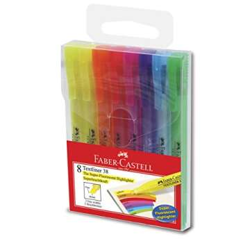 Faber Castell Textliner 38 Highlighter 8 Pack - Smudge-Free & Quick-Dry
