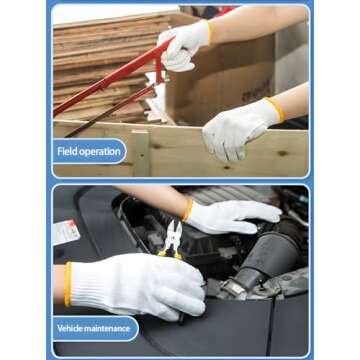 ELITEINSPIRE Unisex white cotton polyester knitted safety gloves, suitable for gardening, construction, courtyard, industrial, barbecue, warehouse, outdoor, cooking work -12 pairs.