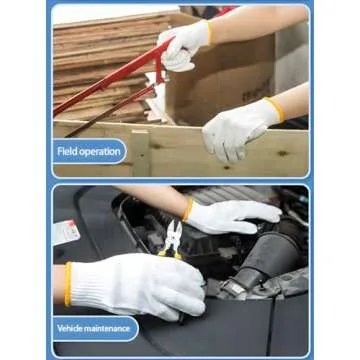 ELITEINSPIRE Unisex white cotton polyester knitted safety gloves, suitable for gardening, construction, courtyard, industrial, barbecue, warehouse, outdoor, cooking work -12 pairs.